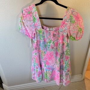 Lilly Pulitzer Pink and Green Floral Mini Dress